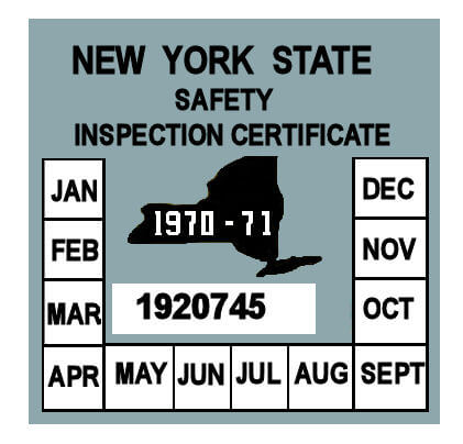 1970 New York INSPECTION Sticker